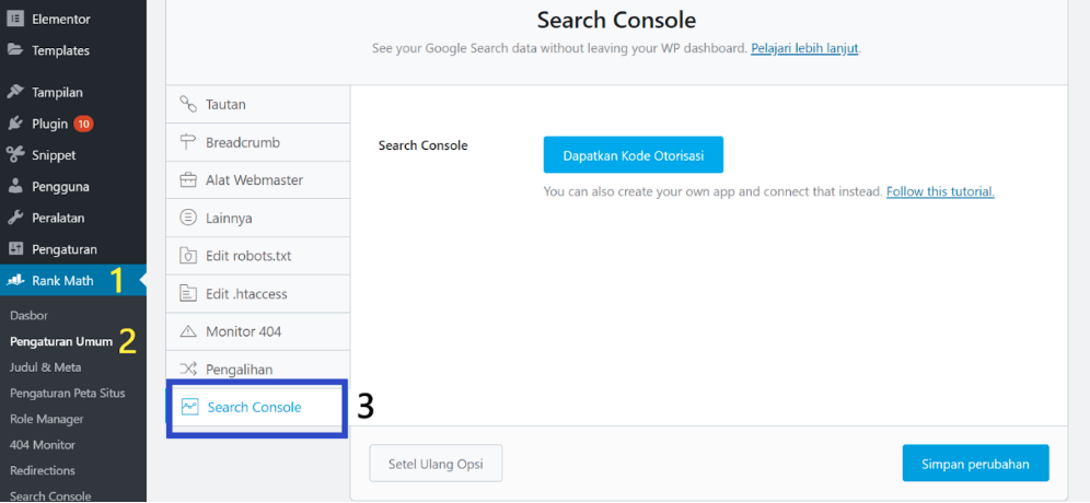 setting rankmath search console
